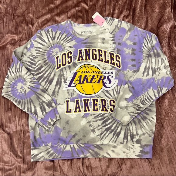 Los Angeles Lakers Purple Tie Dye Sweatshirt Hybrid Apparel - Picture 2 of 4